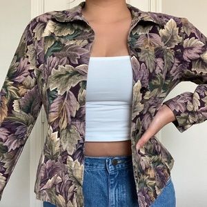 Chic 90s Vintage brown autumn leaves blazer